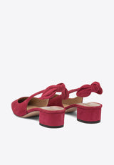 Aquazzura Very Bow Tie 35 Suede Slingback Pumps Red VBTMIDL1SUECD3_82756