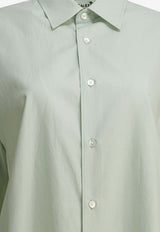 Auralee Logo-Embroidered Buttoned Shirt A25AS04TNLIGHT KHAKI_b9a82982-3995-4e1d-b76b-0de5e2262aeb