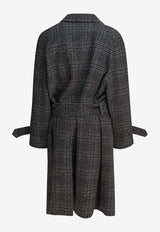 Balenciaga Single-Breasted Checked Wool Long Coat Gray 838934TSU201269_82545