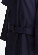 Balenciaga Double-Breasted Belted Trench Coat Blue 839119TSP134100_82466
