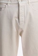 Brunello Cucinelli Classic Logo-Embroidered Pants White M237UO1090C7007_82492