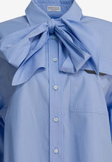 Brunello Cucinelli Long-Sleeved Buttoned Shirt with Bow Blue MH772MY526C172_93c87336-3f90-4005-b8ac-9453e25fecb4
