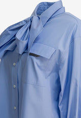 Brunello Cucinelli Long-Sleeved Buttoned Shirt with Bow Blue MH772MY526C172_93c87336-3f90-4005-b8ac-9453e25fecb4