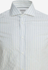 Brunello Cucinelli Long-Sleeved Striped Shirt White MM6360627C013_a03308ff-adde-4501-be84-311c56b63d84