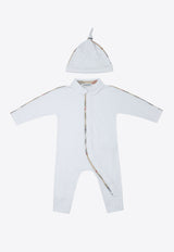 Burberry Kids Babies Check-Trimmed Jumpsuit Gift Set - Set of 3 White 8100691_82011