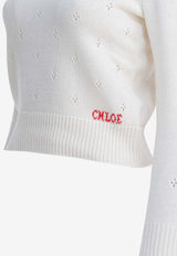 Chloé Openwork Knit Cropped Sweater White CH25WMP08590107_b64f5275-ec0c-4be6-a043-88d3f2b26603