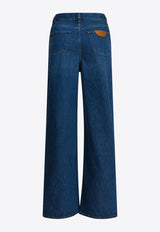 Chloé Logo Patch Wide-Leg Jeans Blue CHC24ADP02150402_82084
