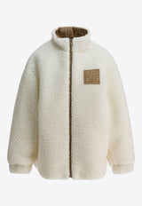 Fendi Kids Girls Logo Patch Fleece Jacket White JFA218AUKQF0TU9_b819063f-d90b-4a5d-978a-d5c5959eec78