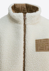 Fendi Kids Girls Logo Patch Fleece Jacket White JFA218AUKQF0TU9_b819063f-d90b-4a5d-978a-d5c5959eec78