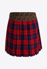 Fendi Kids Girls Checked Mini Skirt Red