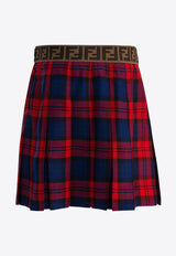 Fendi Kids Girls Checked Mini Skirt Red