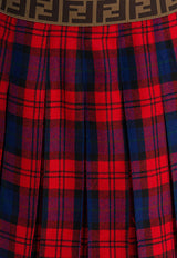 Fendi Kids Girls Checked Mini Skirt Red