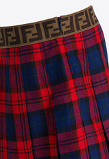 Fendi Kids Girls Checked Mini Skirt Red