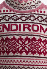 Fendi Kids Girls Patterned Wool Sweater Pink JFG235AYMSF1T6P_15c474da-e931-4e8b-8f05-796f2e925cac