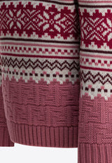 Fendi Kids Girls Patterned Wool Sweater Pink JFG235AYMSF1T6P_15c474da-e931-4e8b-8f05-796f2e925cac