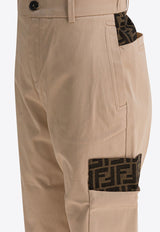 Fendi Kids Girls Logo-Patched Pants Beige