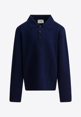 Fendi Kids Girls Buttoned Polo Sweater Blue