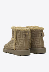 Fendi Kids Girls Monogram Ankle Boots Brown