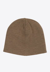 Fendi Kids Girls Wool Ribbed Beanie Brown