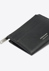 Ferragamo Logo Stamp Leather Cardholder Black 0784562_82313