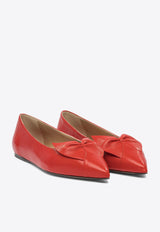 Ferragamo Gwen Bow Leather Pointed-Toe Flats Red 0784991_82231