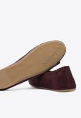 Ferragamo Vanna Vara-Bow Suede Ballet Flats Bordeaux 0785474_82207