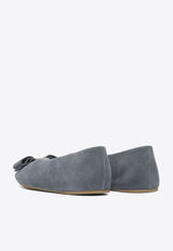 Ferragamo Vanna Vara-Bow Suede Ballet Flats Gray 0785476_82219