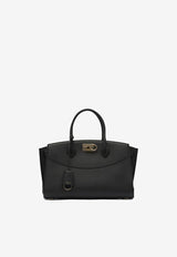 Ferragamo Large Studio Leather Top Handle Bag Black 0785995_82415