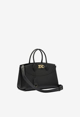 Ferragamo Large Studio Leather Top Handle Bag Black 0785995_82415