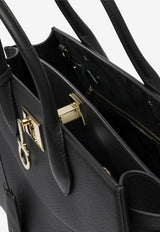 Ferragamo Large Studio Leather Top Handle Bag Black 0785995_82415