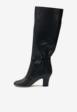 Ferragamo Jannette 70 Ruched Knee-High Leather Boots Black 0786902_1f473a20-8261-418f-bf73-a02b7603987b