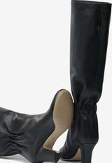 Ferragamo Jannette 70 Ruched Knee-High Leather Boots Black 0786902_1f473a20-8261-418f-bf73-a02b7603987b