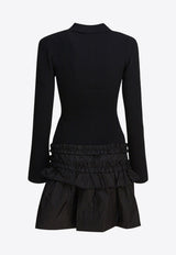 GANNI Flared Mini Polo Dress Black K2523099_492b0412-425e-4b02-ad20-373f23b840cb