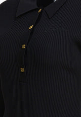 GANNI Flared Mini Polo Dress Black K2523099_492b0412-425e-4b02-ad20-373f23b840cb