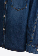 Givenchy Logo Patch Denim Overshirt Blue BM615W516L401_82315