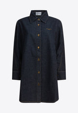 Givenchy Logo Embroidered Denim Shirt Blue BW61F1516P401_82455