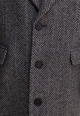 Golden Goose DB Single-Breasted Wool Herringbone Coat Gray GMP00986P00061681173_82167