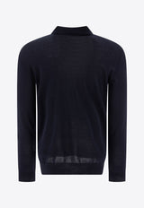 Golden Goose DB Wool Knit Long-Sleeved Polo T-shirt Blue GMP01353P00104150501_83003