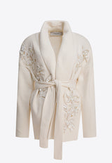 Golden Goose DB Floral Embroidered Belted Cardigan White GWP01409P00217310715_82916
