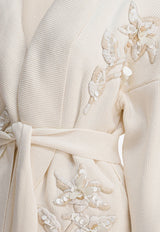 Golden Goose DB Floral Embroidered Belted Cardigan White GWP01409P00217310715_82916