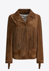 Golden Goose DB Suede Jacket with Fringes Brown GWP02368P00216055678_82097