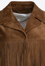 Golden Goose DB Suede Jacket with Fringes Brown GWP02368P00216055678_82097