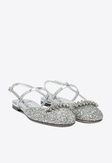 Jimmy Choo Belinda Glittered Slingback Flats Silver BELINDA SB FLATJDPSILVER/SILVER_fb7ab1db-a259-4335-8e10-04a788965c76