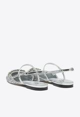 Jimmy Choo Belinda Glittered Slingback Flats Silver BELINDA SB FLATJDPSILVER/SILVER_fb7ab1db-a259-4335-8e10-04a788965c76