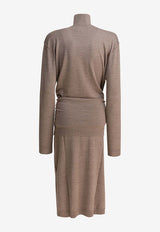 Lemaire Trompe L'oeil Midi Dress Taupe DR1082LK087BR446_243d4bdf-81e4-4243-9673-8635e78194ba