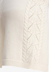 Loulou de Saison Andel Crochet Knit Mini Short Ivory ANDELIVORY_81590
