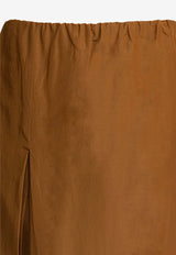 Loulou de Saison Carmen Slit Midi Skirt Brown CARMENOCHER_81598