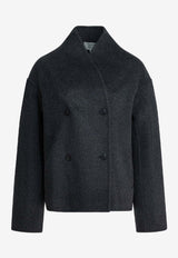 Loulou de Saison Double-Breasted Short Coat Gray MEYERANTHRACITE MELANGE_b8d3926a-669d-4543-825a-5ac2ef2af749