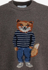 Maison Kitsuné Wool Crewneck Sweater Gray