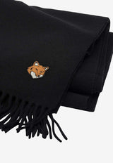Maison Kitsuné Fox Patch Wool Fringed Scarf Black PM06201WB0044P199_4d164e9c-7664-4ac8-a0a9-ee31f3ae5b82